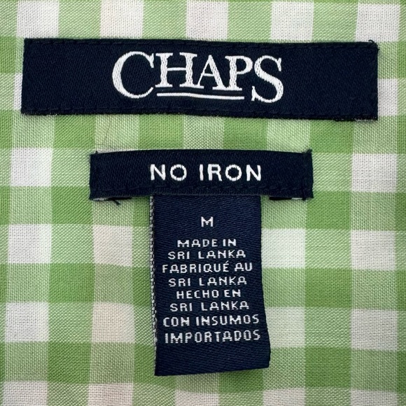 Chaps No Iron Preppy Spring Plaid Button Up Shirt Green Blue Pink Multi Size M - Picture 12 of 16